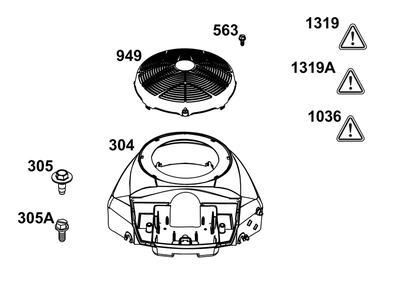 Blower Housing Group Diagram and Parts List for 40U877-0037-G1  Briggs and Stratton Engine